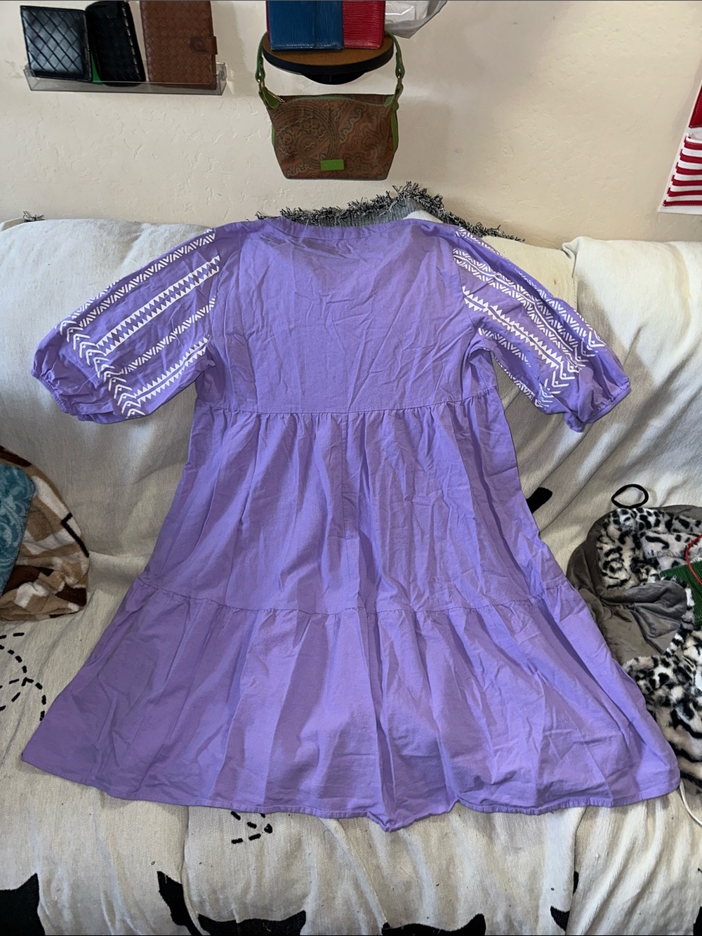 Bloomchic US size 12 purple and white dress with pockets - Picture 4 of 7